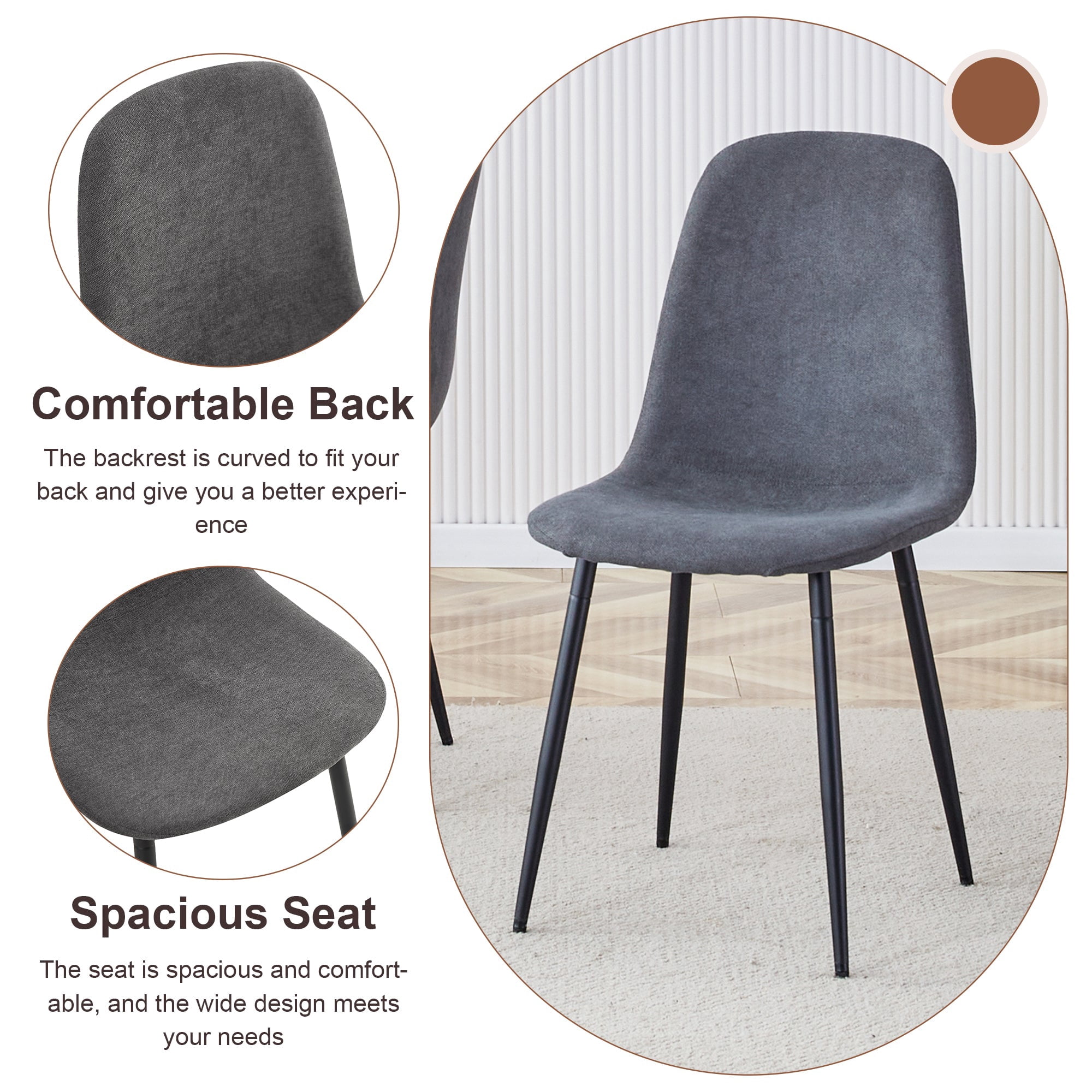 Sailvan Expandable Dining Table Chair Set, 59-71 Inch Pull-Out MDF Table with Linen-Cotton Chairs