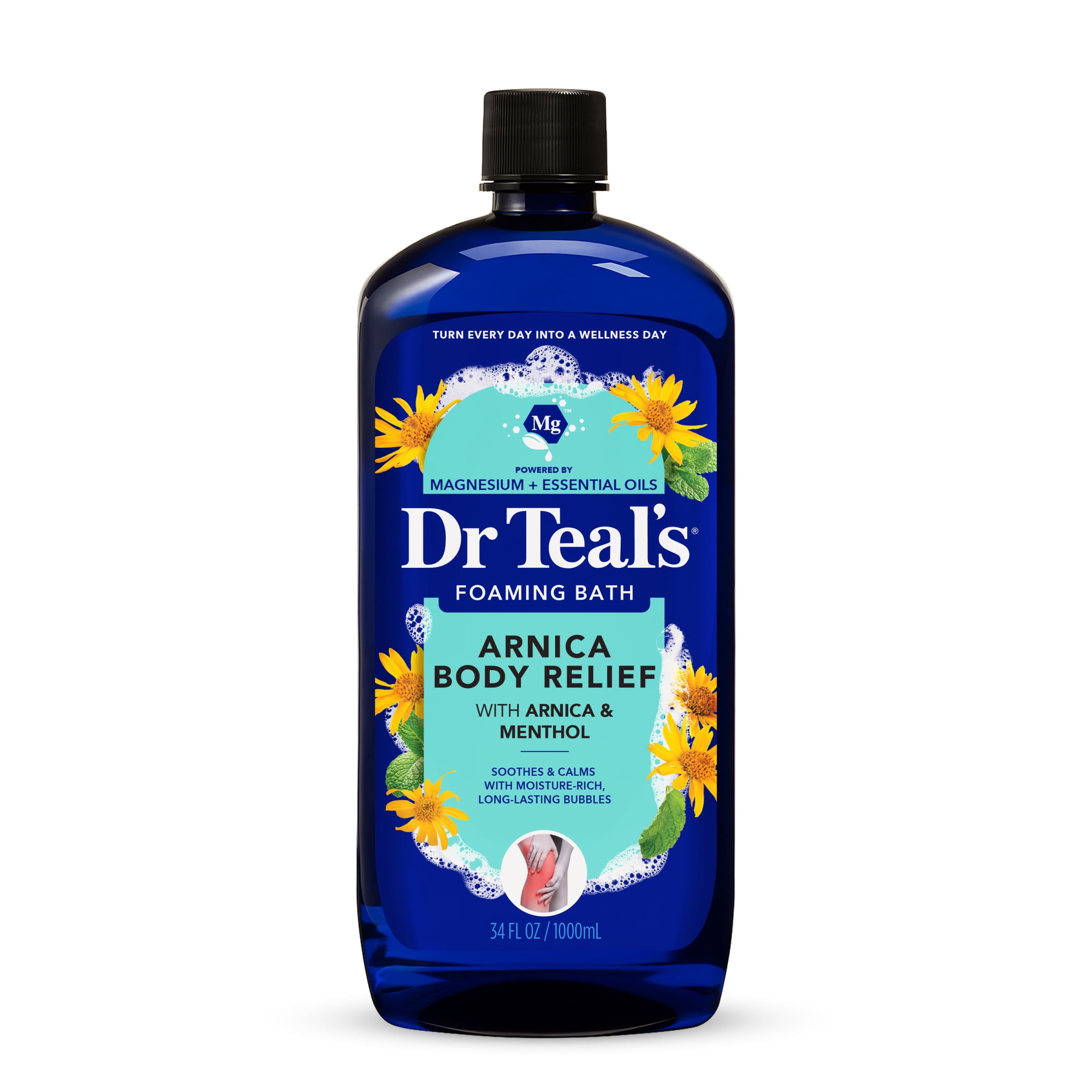 Dr Teal's Arnica Body Relief Foaming Bubble Bath with Pure Epsom Salt, 34 fl oz
