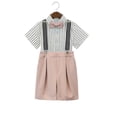 thumbnail image 7 of OSOLU Children Boys Outfits Short Sleeve Striped Shirts with Suspenders Summer Formal Wear Performance Comfortable Breathable Vacation Beach Clothing Sets, 7 of 7