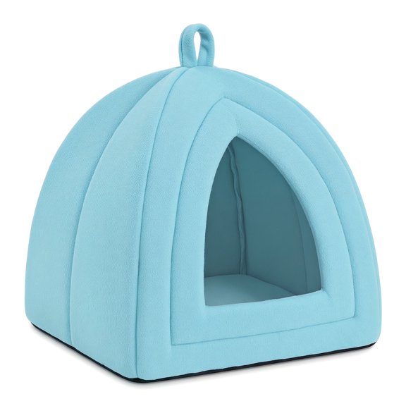 Cat House – Indoor Cat Bed with Removable Foam Cushion, Pet Tent for Kittens, Rabbits, Guinea Pigs & Other Small Animals, Cozy Cat Cave Bed for Sleeping or Playing (Blue)