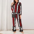 thumbnail image 2 of Fotbe USA Flag Cross Conjunto de Pijama de Manga Larga para Mujer con Estampado, Ropa de Dormir de 2 Piezas, Conjunto de Casa Suave y Cómodo con Bolsillos-Medium, 2 of 7