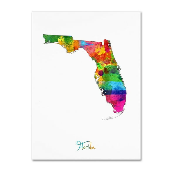Michael Tompsett 'Florida Map' Canvas Art