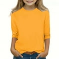 thumbnail image 2 of Povozer Girls Long Sleeve Cute Shirt Kids Crewneck T Shirts Girls Tops Clothes(Yellow,4-5Y), 2 of 5