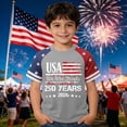 thumbnail image 2 of TUOYUAN Boys USA Anniversary Graphic Short Sleeve Tee 250th Kids Summer Top,Grey,SIZE:130, 2 of 4