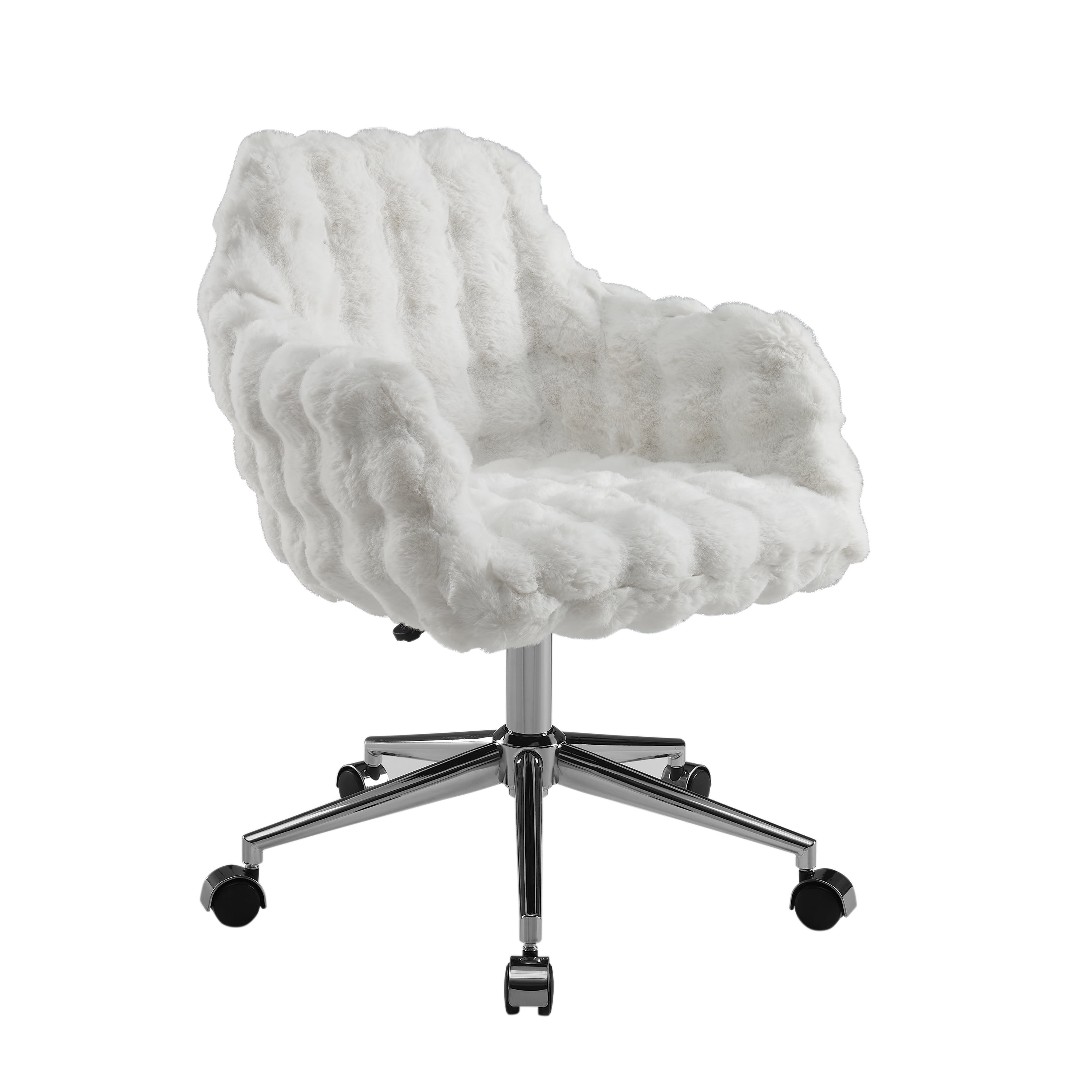 Linon Fiona Office Desk Chair with Adjustable Height and Swivel, White Cloud Bubble