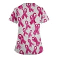 thumbnail image 3 of WTOBBY Women's Fashion V-Neck Short Sleeve Overalls Design with Double Layer Pockets Printed Top, Work Apparel for Healthcare, Comfortable Scrub Fit with Practical Features ,Hot Pink 2XL, 3 of 4