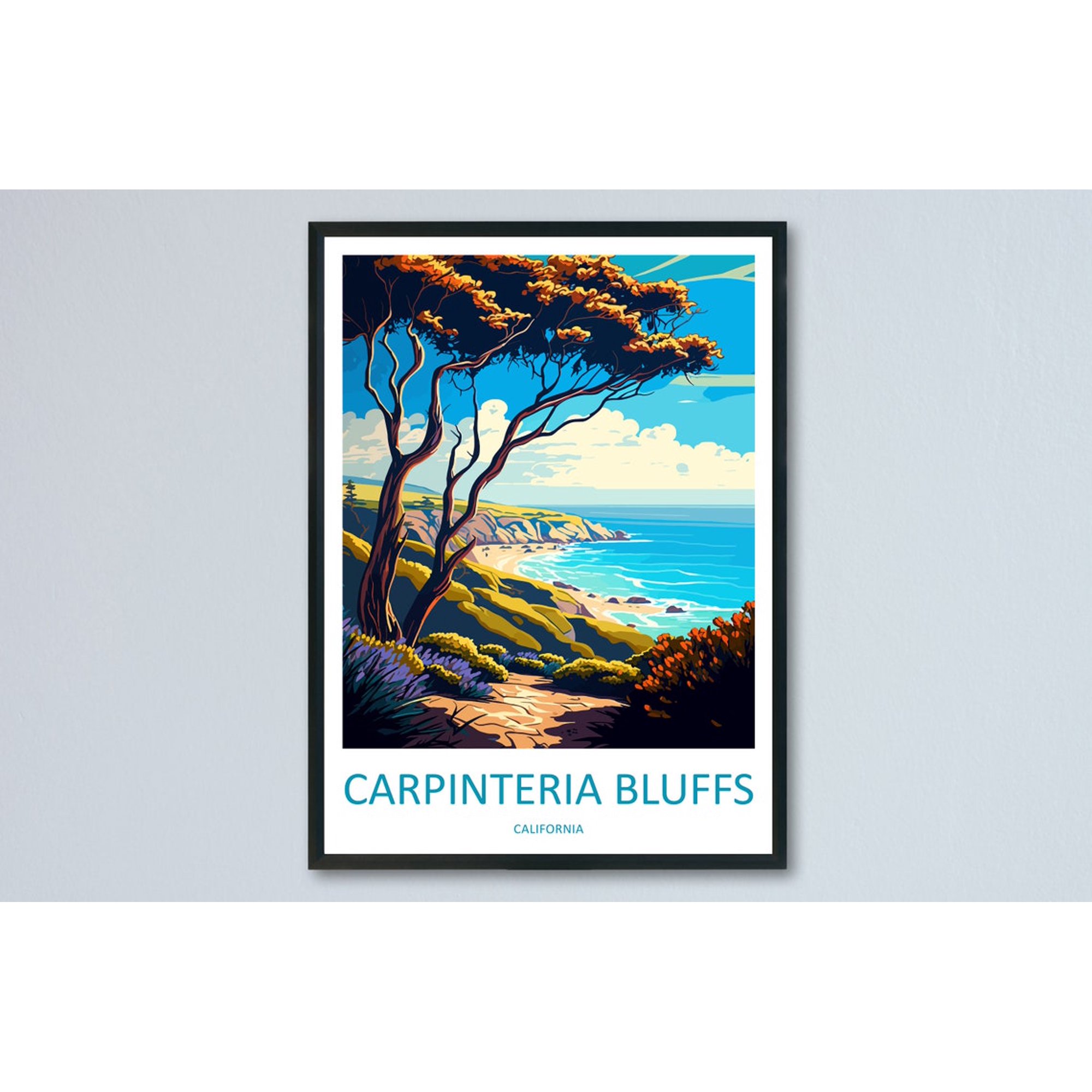 Carpinteria Bluffs Travel Wall Art Scenic Landscape Wall Decor Unframed Paper Print