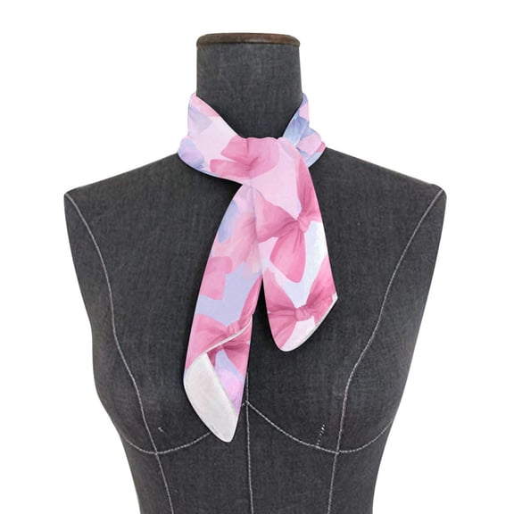 Square Scarf 24x24 Inch Colorful Bows Silky Satin Sun Protection Neck Scarf for Women Multi-Purpose Head Wrap Bandana for Hair Bag Decoration