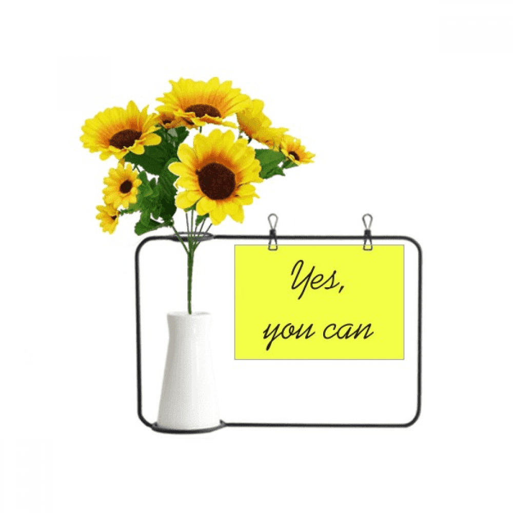Yes You Can Inspirational Quote Sayings Artificial Sunflower Vases Bottle Blessing Card