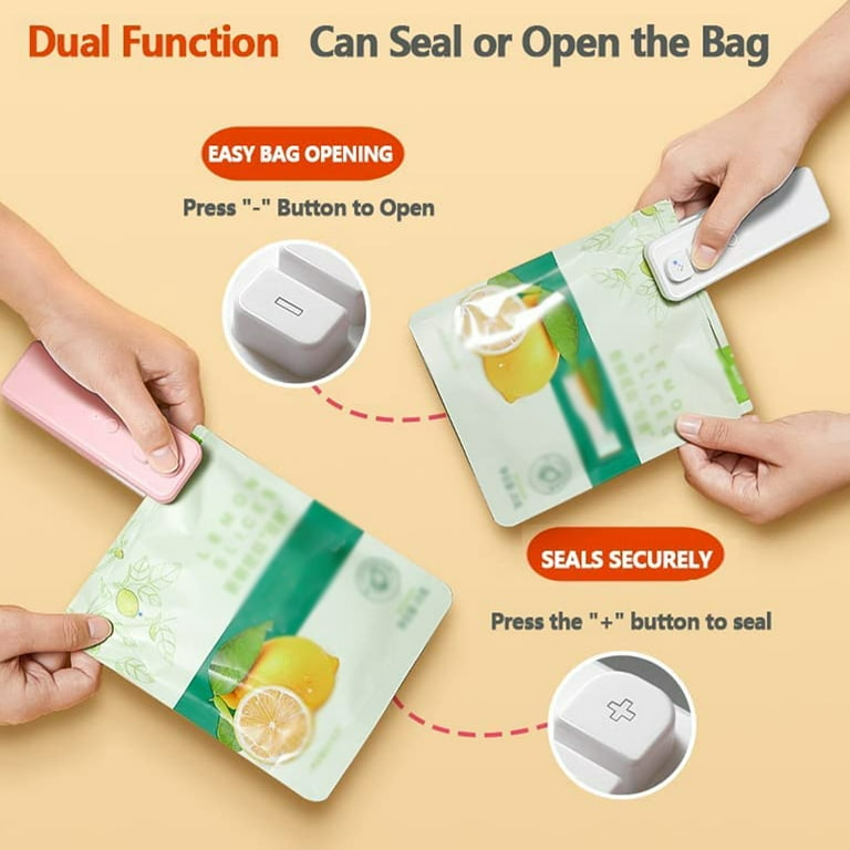 AoHao Rechargeable Chip Sealer – Portable Mini Bag Sealer, Chip Bag Sealer  Heat Seal with Cutter, Heat Sealer for Plastic Bags 