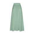 thumbnail image 4 of Cavosen Sexy Skirts for Women Elastic Waist Solid Color Midi Skirts Elegant Lightweight Flowy Trendy Calf Length Skirts with Pocket Work Comfort Fall Winter Clothes Green, 4 of 5
