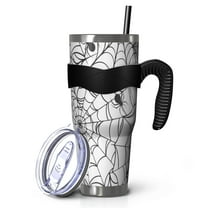 40oz Tumbler,Black Halloween Spider Webs Insulated Tumblers with Removable Handle,Stainless Steel Double Vacuum Coffee Tumbler Cup with Straw for Home,Office,Travel,Party