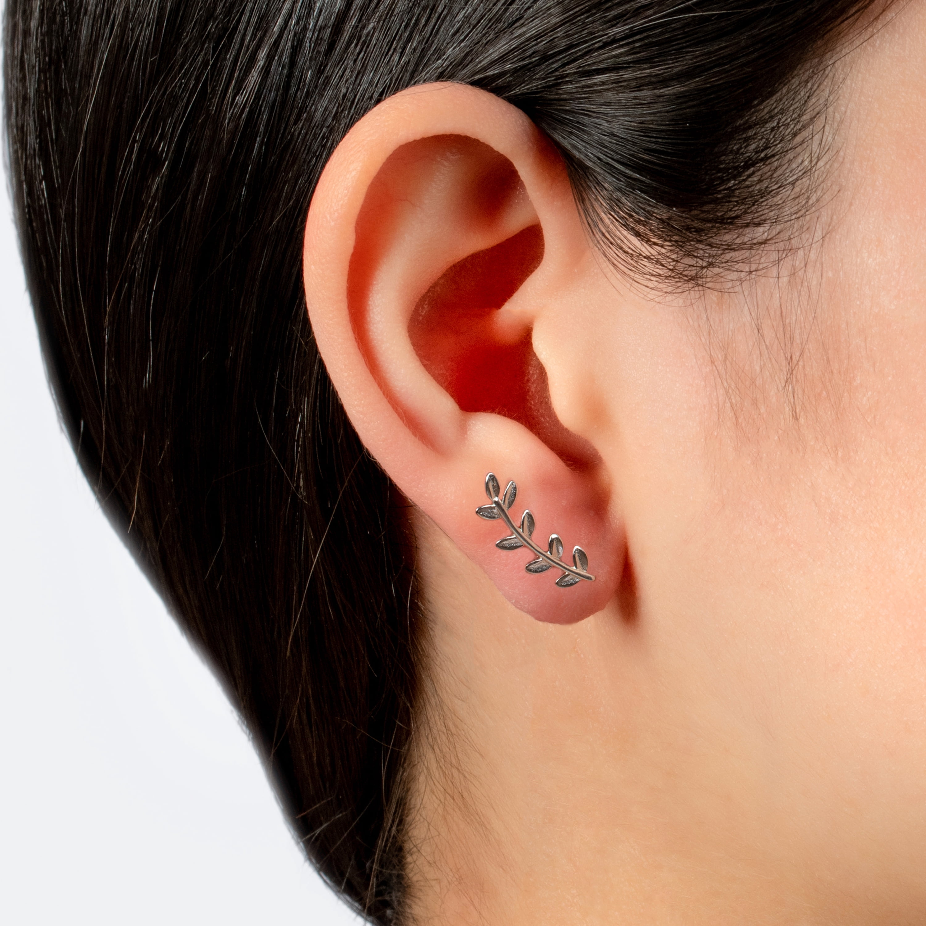 Marisol & Poppy Polished Leaf Ear Climber Earrings in Sterling Silver for Women & Teens, Post Back