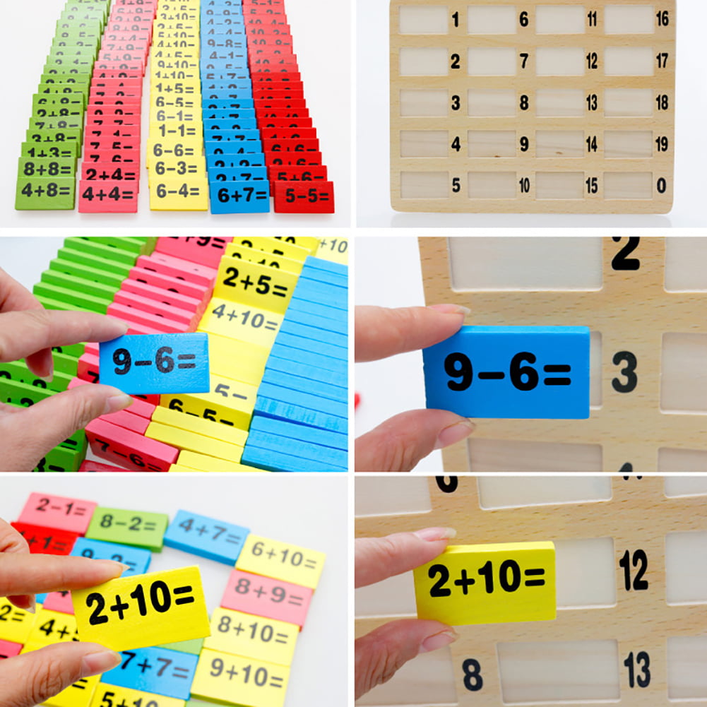 110pcs Wooden Domino Block Montessori Preschool Education Math Toys for Kid 