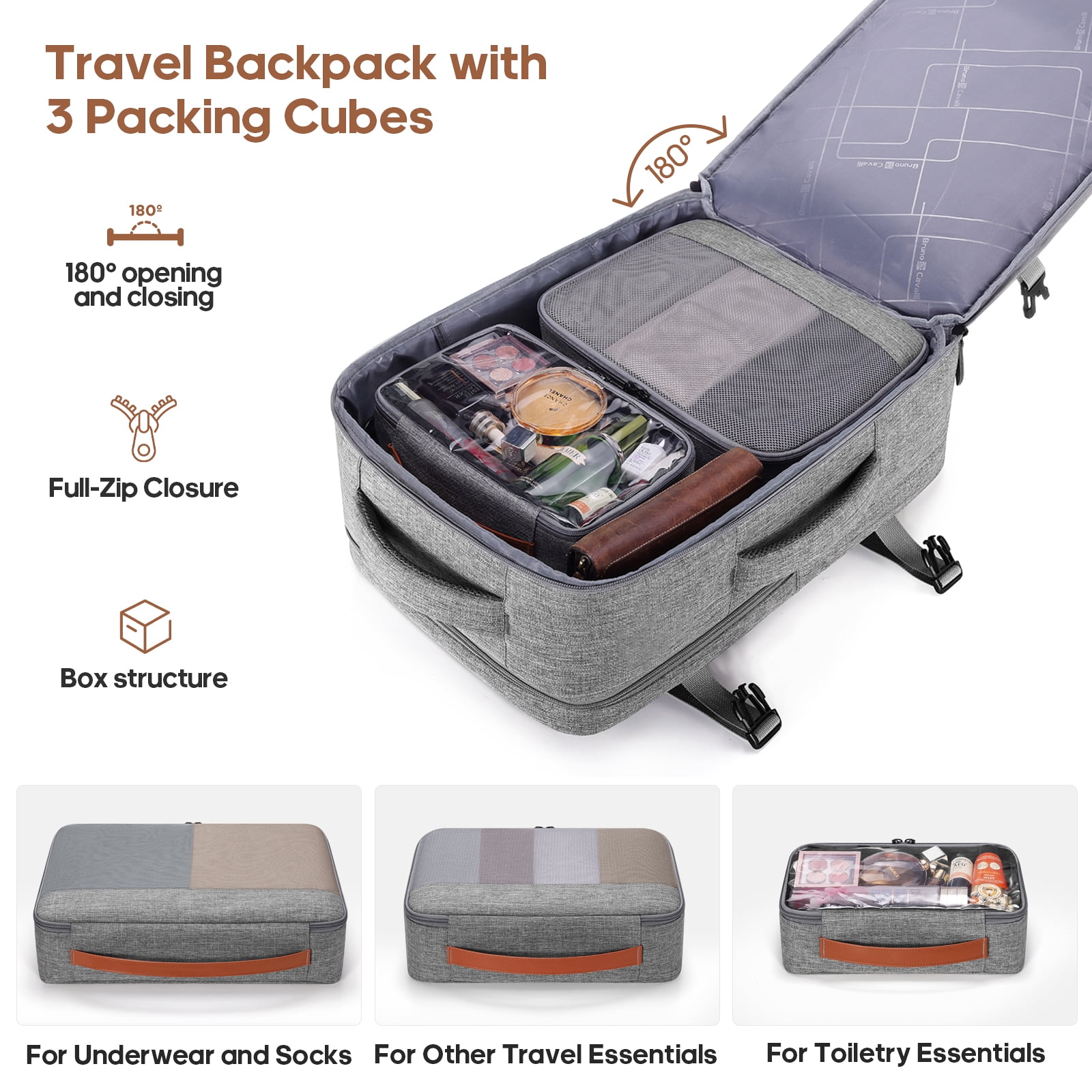 UKEIN Carry On Luggage 20 Inch Hardside Suitcase with YKK Zippers TSA Lock and Spinner Wheels Luggage Sets with Travel Backpack 3 Packing Cubes for Men Women