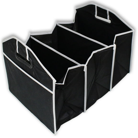 ToolUSA 3 Section Car Trunk Organizer | 12.5" x 12.5" x 23" | Poly-Canvas Durable Fabric | Foldable Design | Compartments & Side Pockets | Ideal for Groceries, Supplies & More