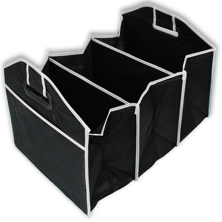 ToolUSA 3 Section Car Trunk Organizer | 12.5" x 12.5" x 23" | Poly-Canvas Durable Fabric | Foldable Design | Compartments & Side Pockets | Ideal for Groceries, Supplies & More