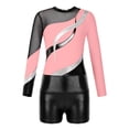 thumbnail image 3 of YiZYiF Kids Girls Tumble Long Sleeve Patchwork Gymnastics Leotard with Shorts 2-piece Dance Sports Outfit Pink 6, 3 of 7