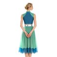 thumbnail image 2 of SiiRoh Womens Sleeveless Ballet Dancewear Ballroom Dance Leotard Dress Mock Neck Liturgical Praise Worship Dress Tunic Prom Dresses Green&Blue M, 2 of 6