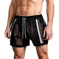 thumbnail image 5 of Summer Lightweight European & Mesh See Through Shorts With Color Striped Sports Casual Pants, 5 of 5