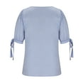 thumbnail image 4 of Lolmot Shirts for Women Dressy Casual Summer Fashion Cold Shoulder Cutout Sleeve Solid V-Neck Short Sleeve Loose Fit T-Shirt Tops, 4 of 5