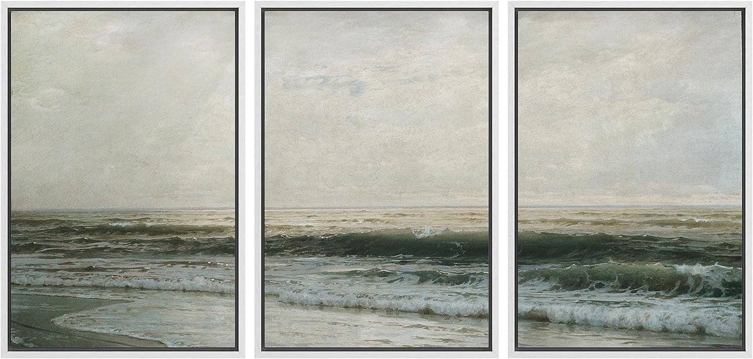PixonSign Framed Canvas Print Wall Art Set Watercolor Coastal Beach ...
