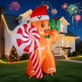 thumbnail image 3 of XEENSO 7ft Christmas Gingerbread Man Inflatable Outdoor Decoration with LED Lights, Blow Up Yard Decor for Garden, Lawn, Holiday Party, 3 of 7