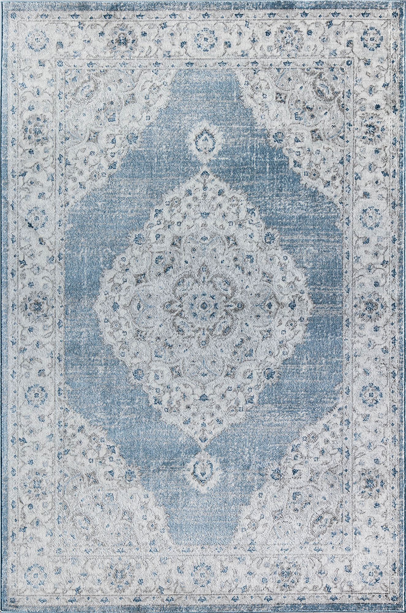 Rugs America Silas SM30E Blue Haze Abstract Vintage White Area Rug, 2'6" x 4'