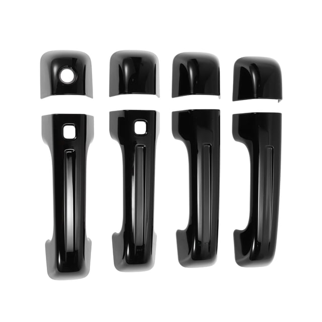 Cubierta de manija de puerta exterior Trim delantero izquierdo, delantero derecho, trasero izquierdo, trasero derecho para Dodge Ram 1500 2019-2025, ABS negro brillante, 1 juego