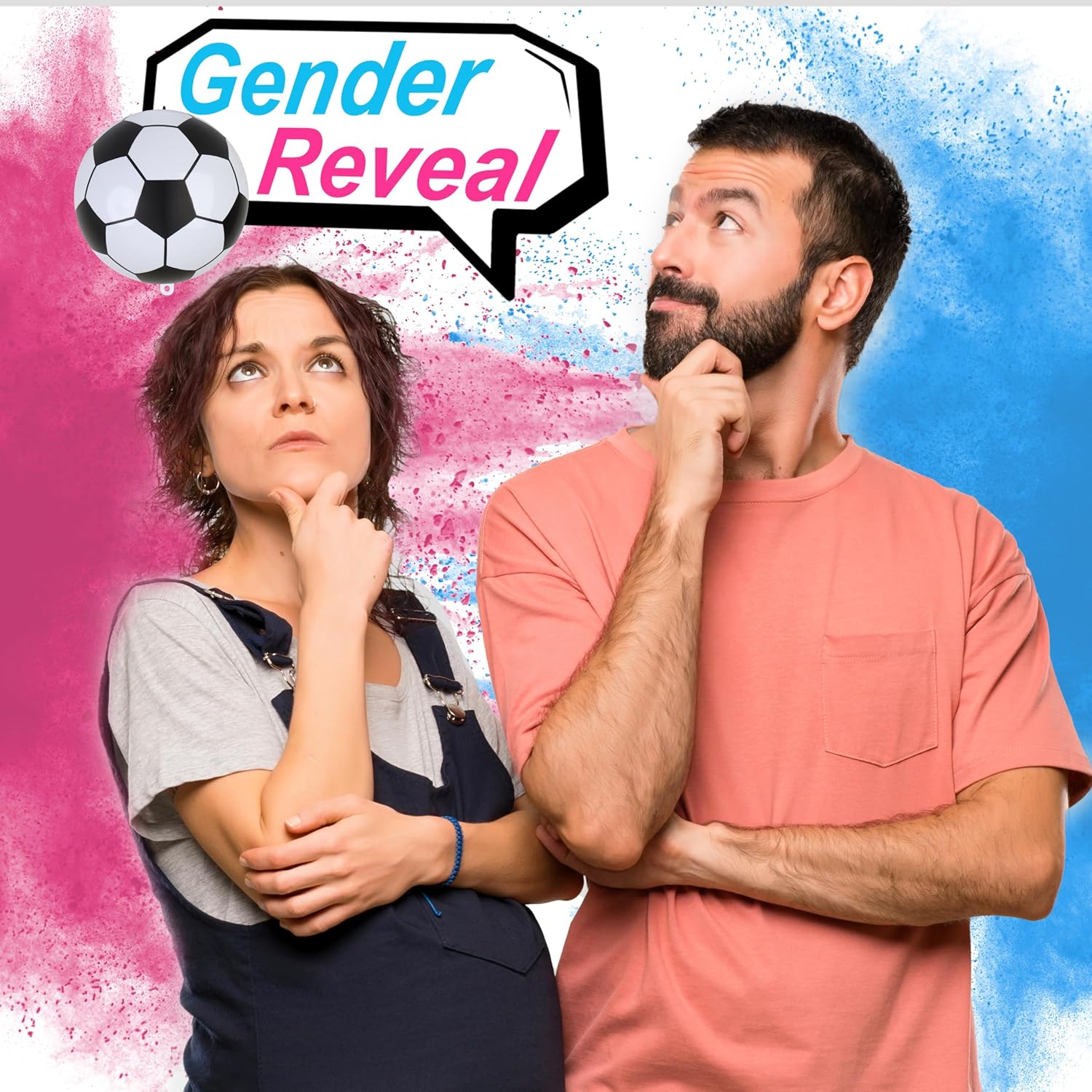 Gender Reveal Soccer Ball - with Powder for Boy or Girl Baby Ideas，2 Packs Blue and Pink
