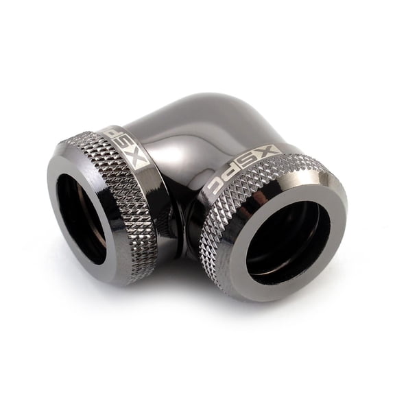 XSPC 10mm ID, 14mm OD Rigid Tubing 90 Degree Elbow Fitting, Black Chrome