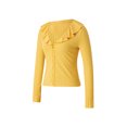 thumbnail image 3 of VISgogo Tops femeninos, blusa de un solo pecho de manga larga con cuello en V de color sólido para otoño de primavera, amarillo, S / M / L VISgogo  moda, 3 of 9