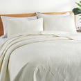 thumbnail image 2 of Peace Nest 2-Piece Reversible Pattern Quilted Coverlet Set, Ivory, Twin, 2 of 6