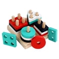 thumbnail image 1 of HILABEE Wooden Shape Matching Stacking Toys Blocks Sensory Learning Toys for Kids, 1 of 9