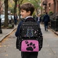 thumbnail image 5 of FKELYI 17 Inch School Backpack for Kids Schoolbag Primary School Daypack with Multi-Pockets Moon Star Cat Paw Black Print Spacious Rucksack Bookbag for Elementary Student, 5 of 7