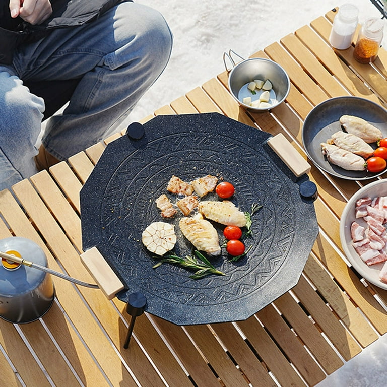 Outdoor 41cm Non-Stick Stone Coated Grill Pan, Thickened Hexagonal
