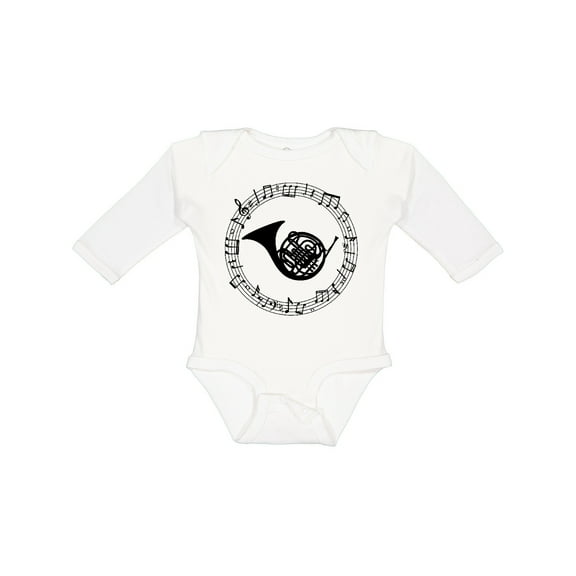 Inktastic French Horn Music Boys or Girls Long Sleeve Baby Bodysuit
