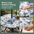 thumbnail image 5 of Round Outdoor Tablecloth with Umbrella Hole and Zipper, Navy Flowers Tablecloth with Elastic Waterproof, Country Plants Pastoral Botanical Vintage Patio Table Covers for 45" - 54" Picnic Pool Tables, 5 of 9