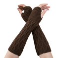 thumbnail image 2 of Baqcunre Clearance! Warm Gloves, Womens Knitting Wool Half Finger Long Gloves Autumn And Winter Women Warm Dew Finger Sleeve Creased Long Gloves, Knitted Gloves, Heating Gloves, 2 of 3