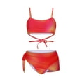thumbnail image 6 of OSFVNOXV 3 Piece Swimsuits for Women ,Summer Gradient Color Tropical Beachwear Bathing Suits,High Waisted Underwear Spaghetti Strap Bra Cross Front Swim Cover Up Skirt, 6 of 8