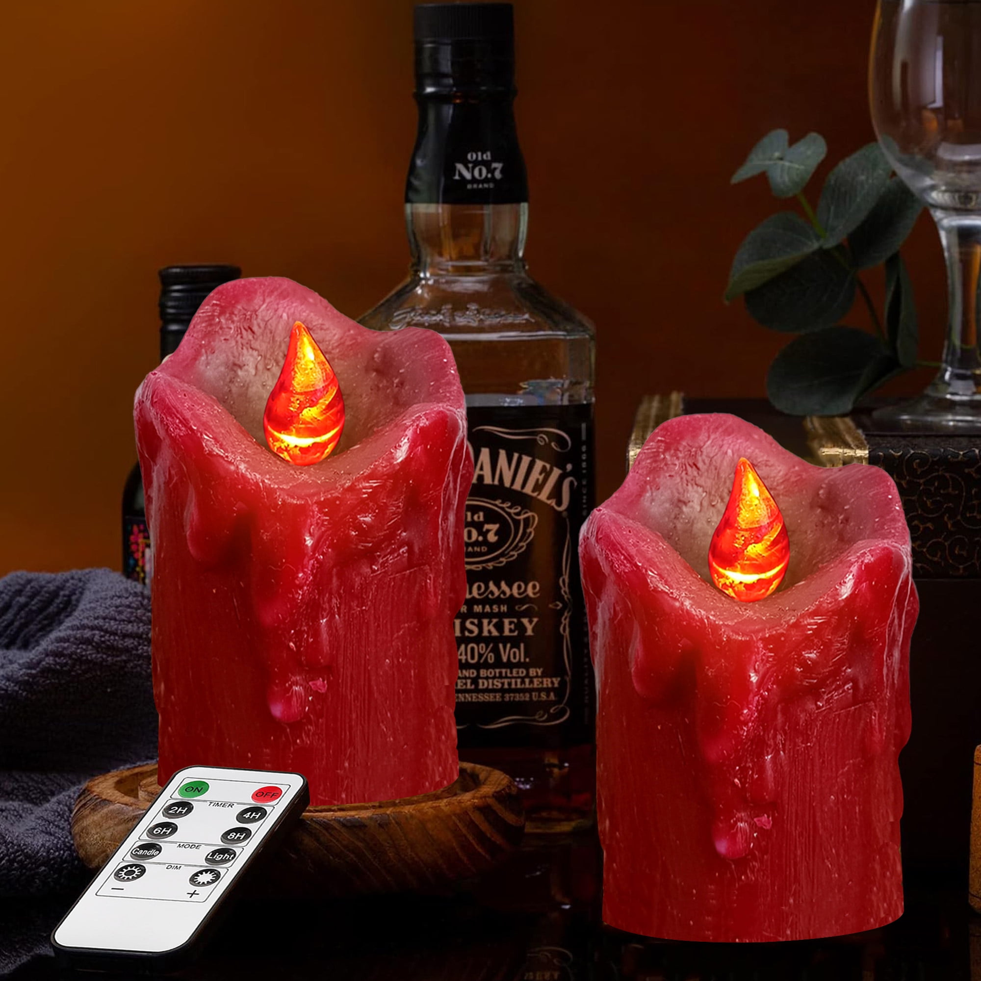 FCMSHAMD Flickering Flameless Candles with Remote Timer, 2.3" 3" 4" Realistic 3D Flame with Real Wax Pillar LED Candles,Battery Operated Candles for Wedding Home Decoration, Christmas,3 Pack