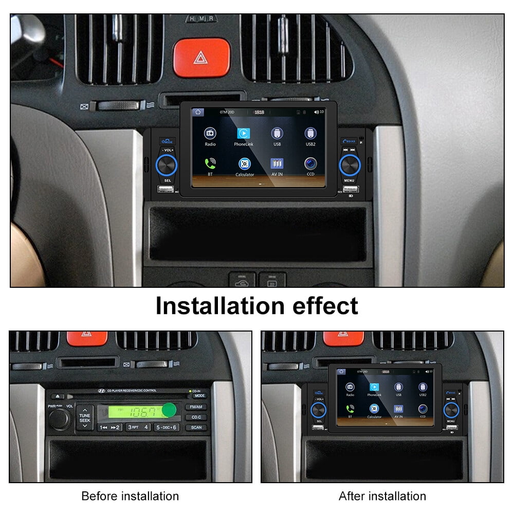 Podofo  5'' Touch Screen Car Stereo Radio with Apple Carplay Android Auto Mirror Link HD Car MP5 Multimedia Player Bluetooth USB FM Audio Receiver USB, Backup Camera