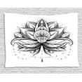 thumbnail image 1 of Lotus Tapestry, Tribal Tattoo Style Lotus Petal with Dots Shadow Ornamental Indian Ethnic Icon, Wall Hanging for Bedroom Living Room Dorm Decor, 60W X 40L Inches, Seal Brown White, by Ambesonne, 1 of 1
