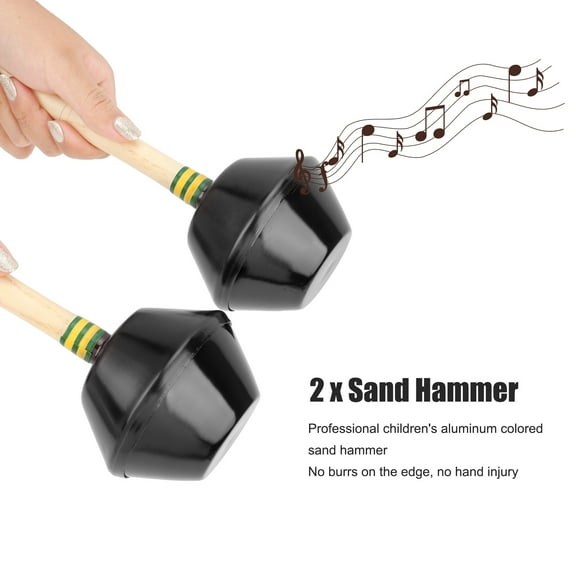 Mavis Laven 2Pcs Sand Hammer Instrument Percussion Shaker Preschool Children's Perform Musical Toy Black