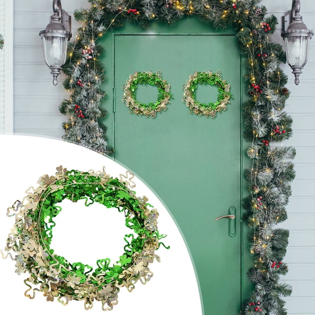 Saint Patrick's Day Garland Green Garland St. Patrick's Day Garland Irish Festive Four-Leaf Wreath For Holiday Ornament