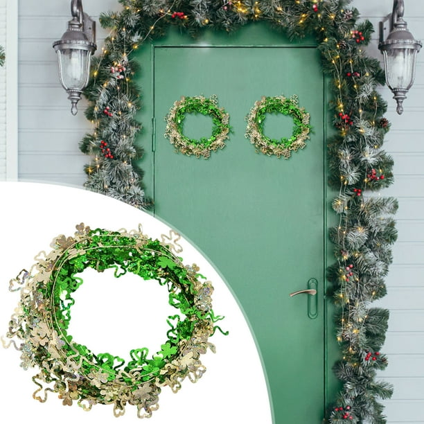 CaiYueKe St. Patrick's Day Window Clings Decorations, Irish Shamrock Four-Leaf Clover Garland Wreath Stickers, Festive Holiday Party Home Decor, Removable Vinyl Wall Window Decals for Indoor Outdoor