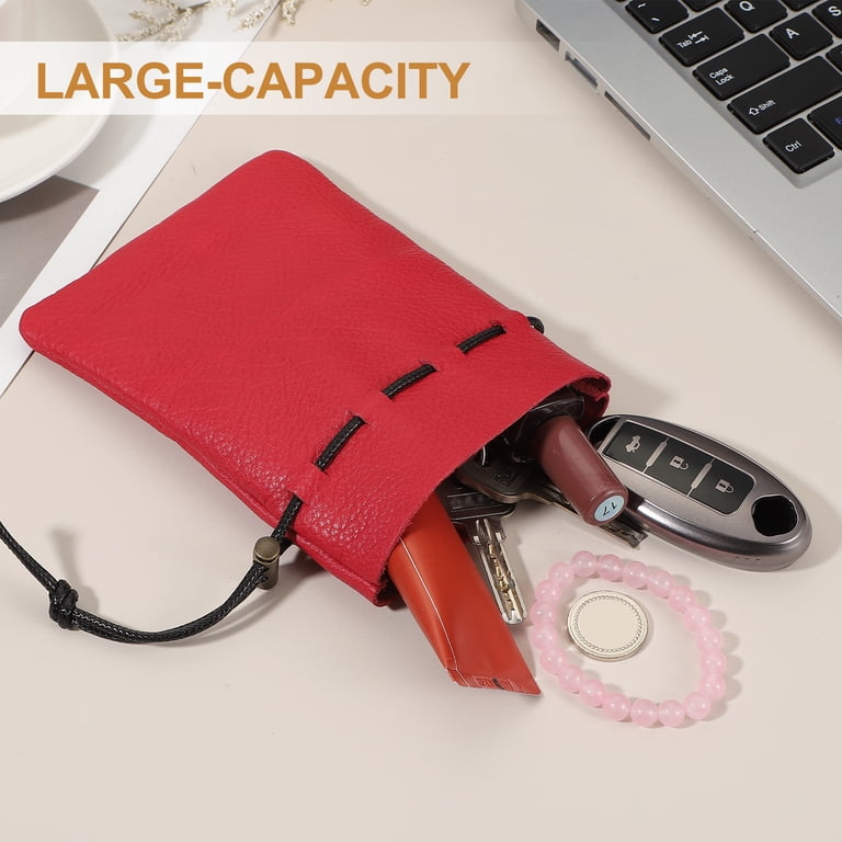 Uxcell 1 Pcs Drawstring Bag, Leather Coin Purse, Change Purse For