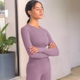 thumbnail image 4 of Women's Long Sleeved Seamless Fitness Yoga Top- Small, Purple, 4 of 6