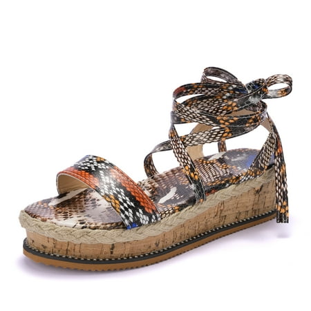 

Ritualay Womens Espadrille Platform Sandals Comfort Summer Wedges Shoes Khaki 9