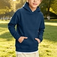 thumbnail image 4 of Ltctricy Hoodies for Boys Girls Comfy Hooded Sweatshirt Solid Color Long Sleeve Shirts Kids Pullover Tops with Pockets(Navy,7-8 Years), 4 of 7